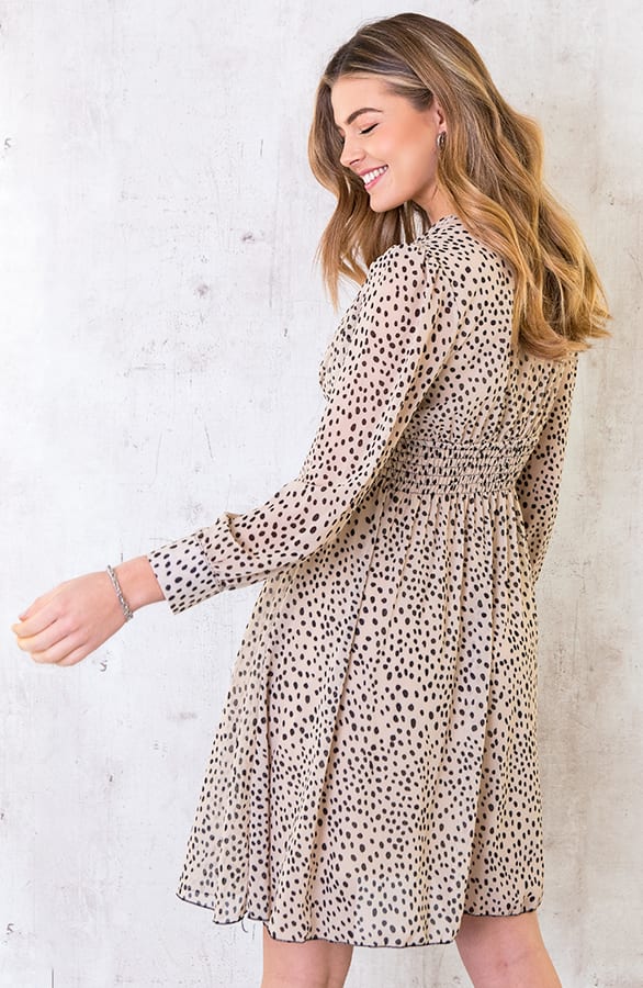 Cheetahprint Jurk Beige Met Zwart – shoparchief, foto 3