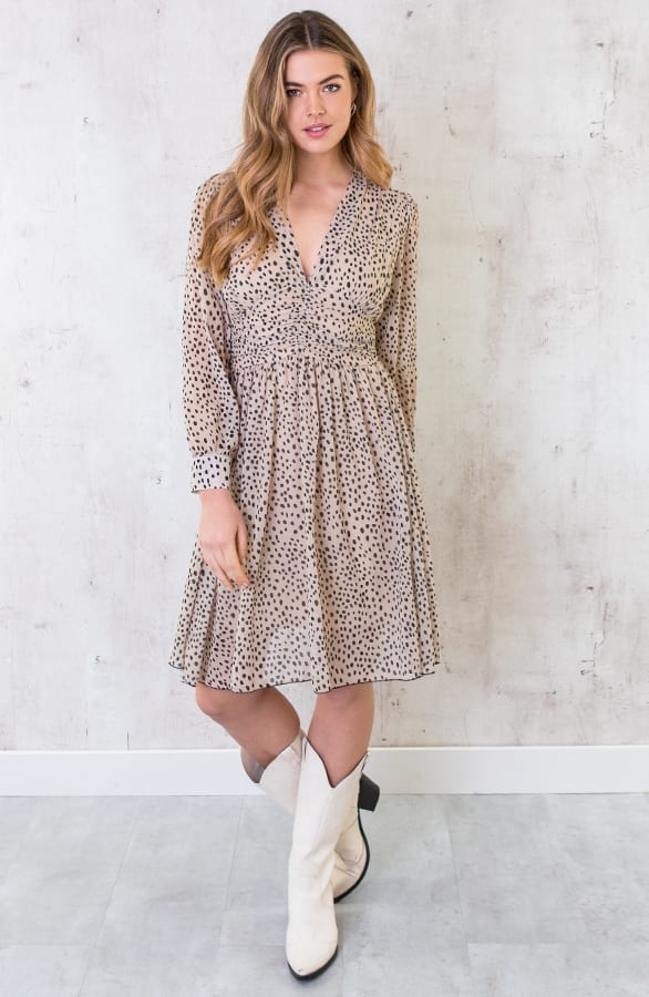 Cheetahprint Jurk Beige Met Zwart – shoparchief, foto 1