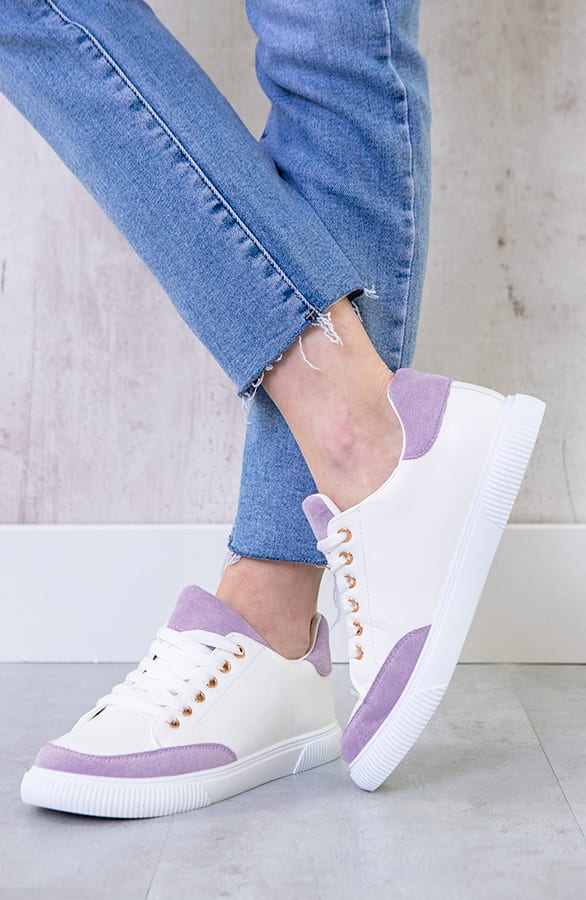 Dames Sneakers Wit Lila – shoparchief, foto 3