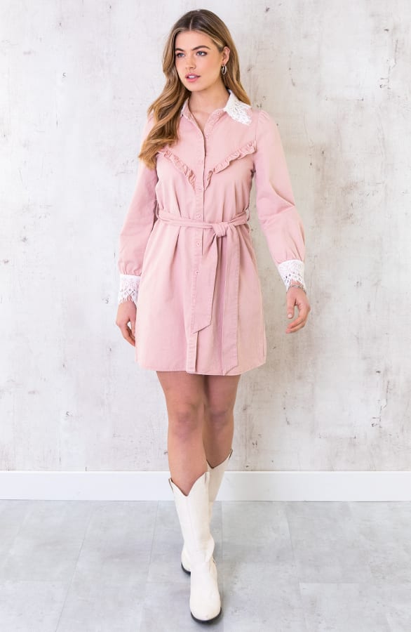 Denim Jurk Kant Roze – shoparchief, foto 2