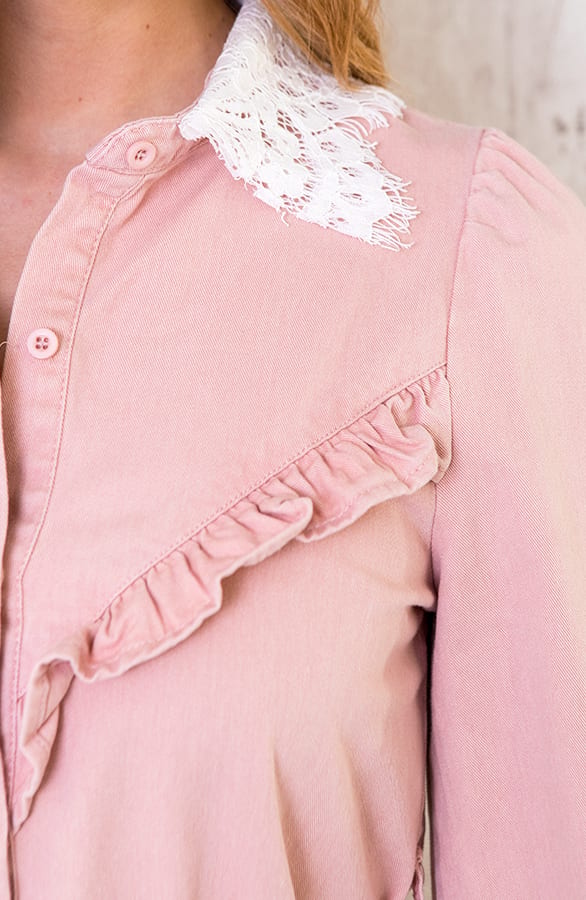 Denim Jurk Kant Roze – shoparchief, foto 5