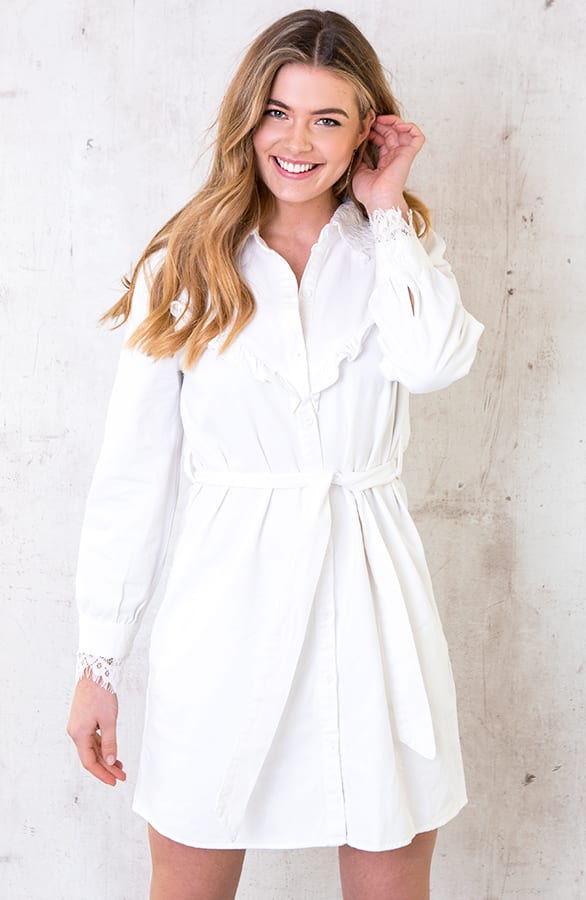 Denim Jurk Kant Wit – shoparchief, foto 3