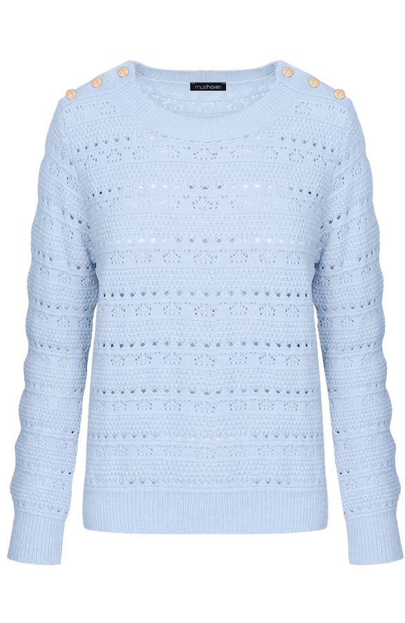 Gehaakte Trui Met Knopen Blauw – shoparchief, foto 7