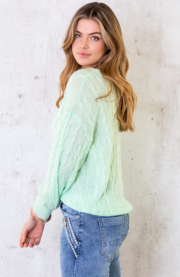 Kabeltrui Met V-hals Lime – shoparchief, foto 6