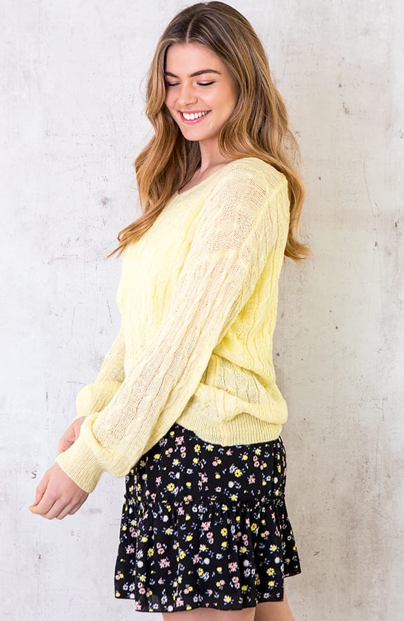 Kabeltrui Met V-hals Soft Yellow – shoparchief, foto 3