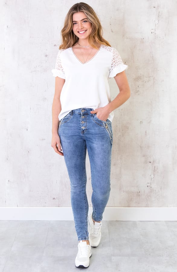 Kanten Ruches Top Wit – shoparchief, foto 2