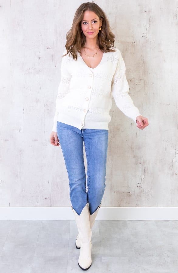Knopen Vest Gehaakt Offwhite – shoparchief, foto 3