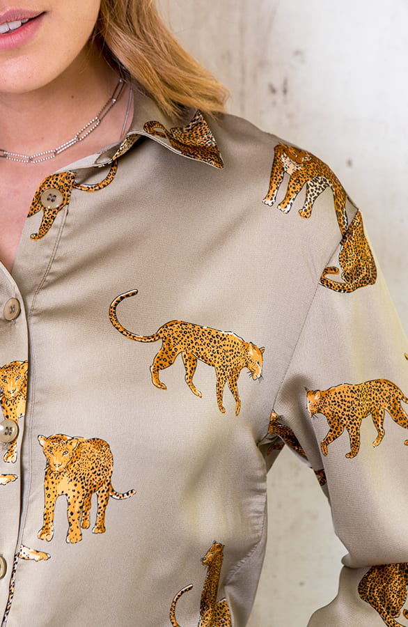 Limited Leopard Blouse Silk Olive – shoparchief, foto 5
