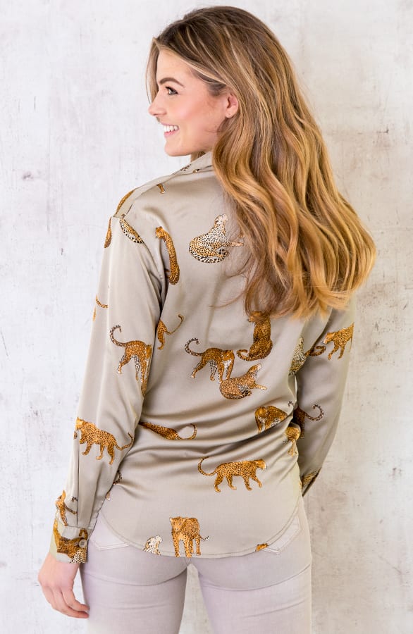 Limited Leopard Blouse Silk Olive – shoparchief, foto 4