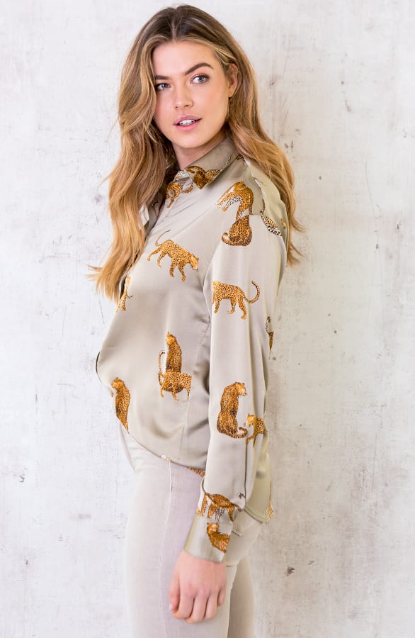 Limited Leopard Blouse Silk Olive – shoparchief, foto 2