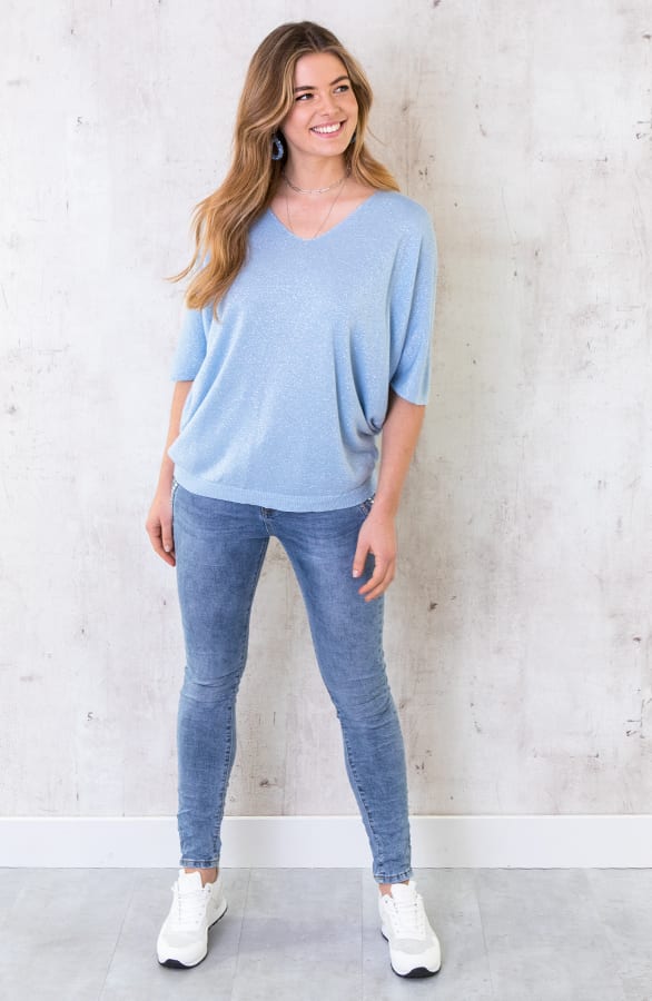 Oversized Lurex Top Blauw – shoparchief, foto 3