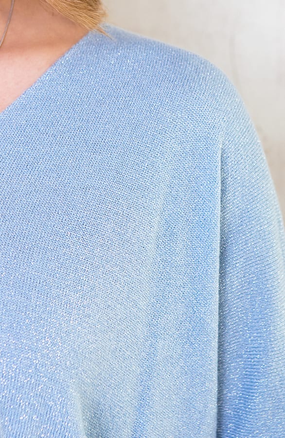 Oversized Lurex Top Blauw – shoparchief, foto 5