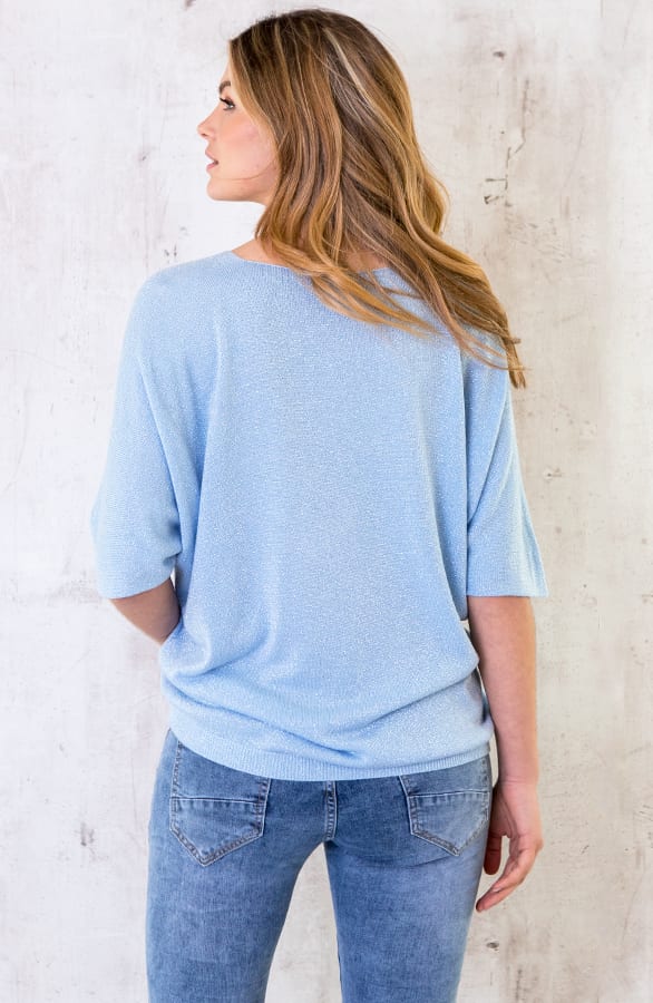 Oversized Lurex Top Blauw – shoparchief, foto 4
