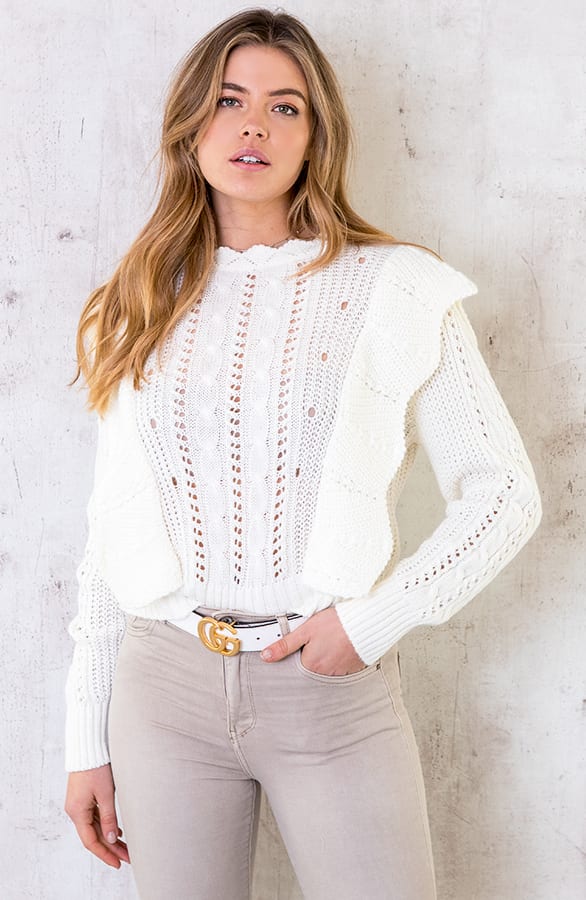 Ruches Trui Gehaakt Ecru – shoparchief, foto 1