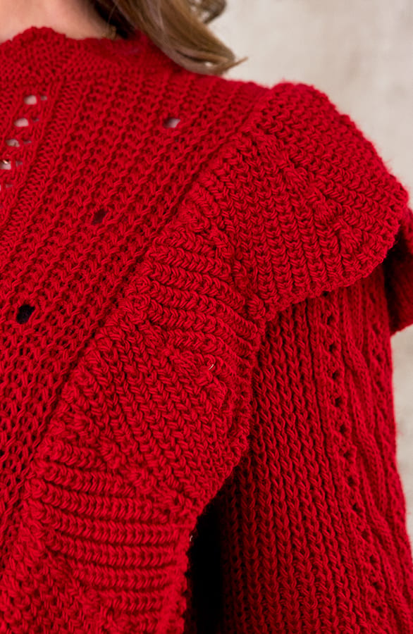 Ruches Trui Gehaakt Robijn Rood – shoparchief, foto 6