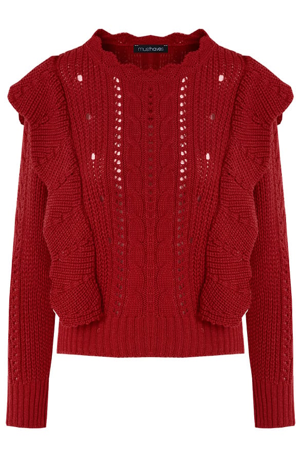 Ruches Trui Gehaakt Robijn Rood – shoparchief, foto 7