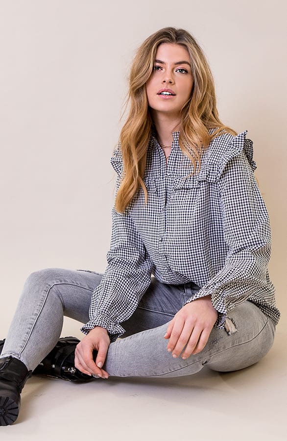 Vichy Blouse Zwart Wit – shoparchief, foto 1