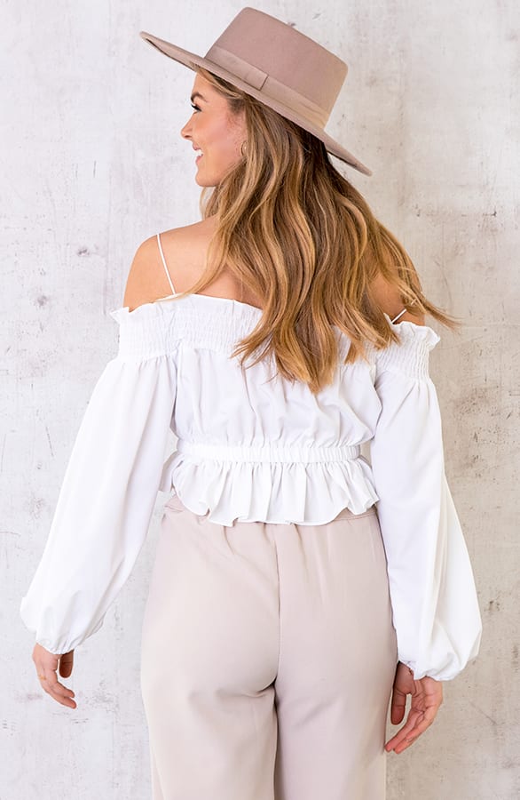 Crop Off Shoulder Blouse Ecru – shoparchief, foto 6