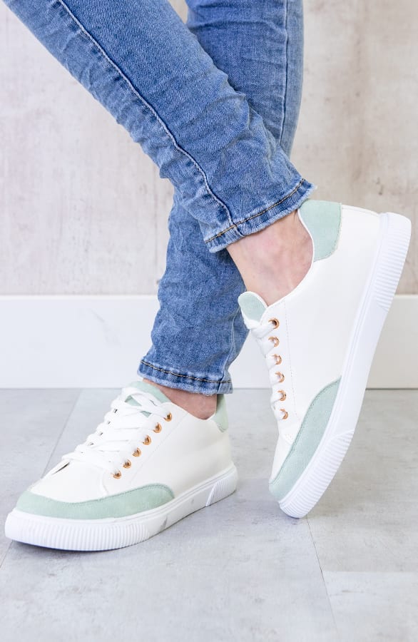 Dames Sneakers Wit Mint – shoparchief, foto 3