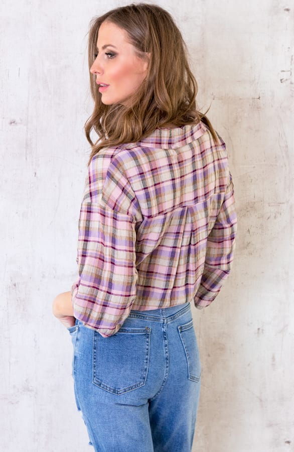 Geblokte Blouse Dames Roze – shoparchief, foto 3