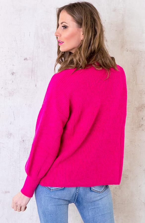 Gebreid Vest Kort Fuchsia – shoparchief, foto 5