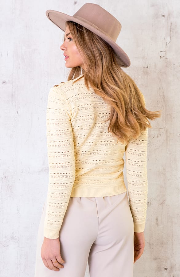 Gehaakte Trui Met Knopen Viscose Geel – shoparchief, foto 5