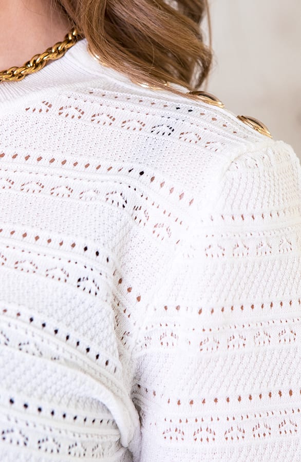 Gehaakte Trui Met Knopen Viscose Wit – shoparchief, foto 4