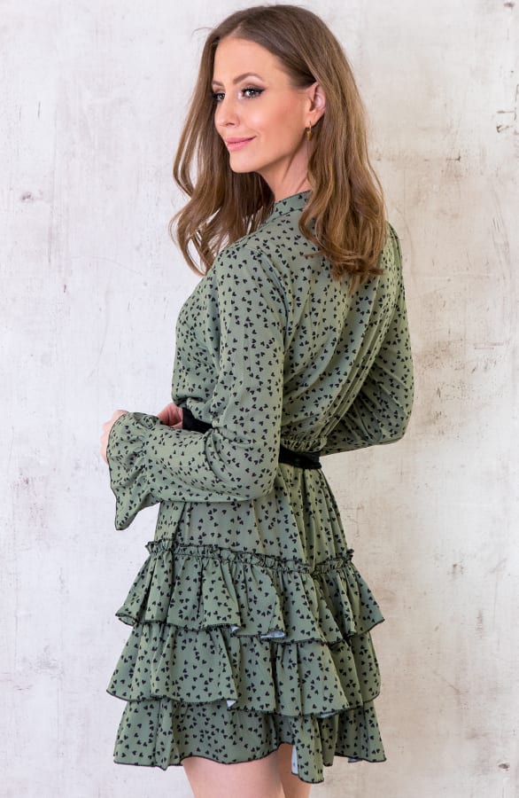 Hartjes Ruches Jurk Legergroen – shoparchief, foto 5