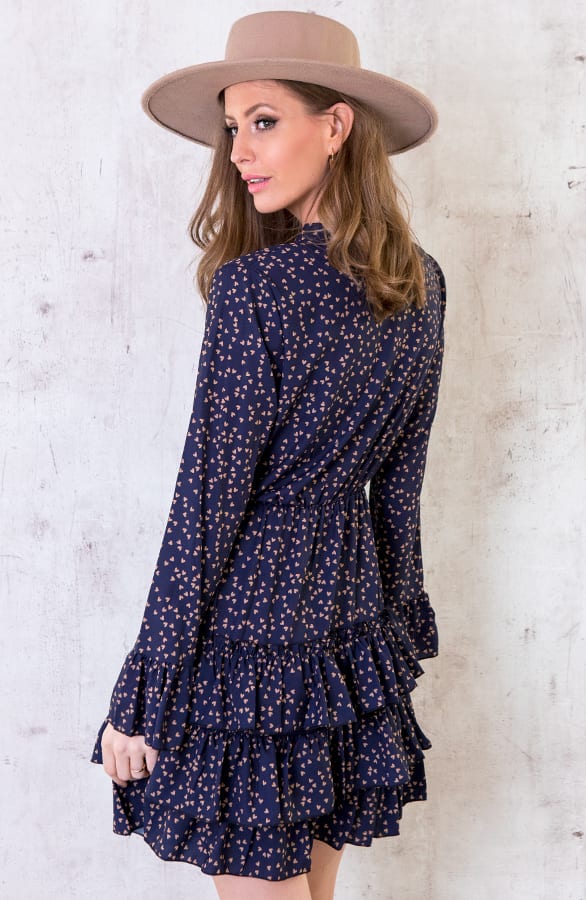 Hartjes Ruches Jurk Marineblauw – shoparchief, foto 4