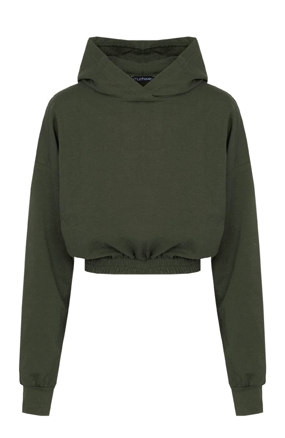 Jogging Cropped Hoodie Legergroen – shoparchief, foto 1