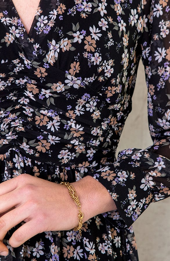 Jurk Met Bloemen Dames Zwart – shoparchief, foto 4
