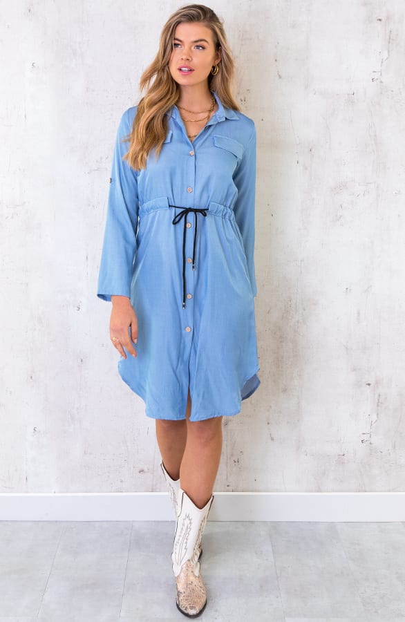 Knopen Jurk Denim Light – shoparchief, foto 2