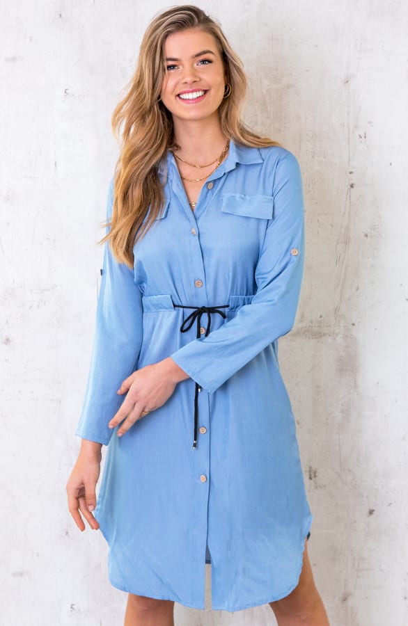 Knopen Jurk Denim Light – shoparchief, foto 1