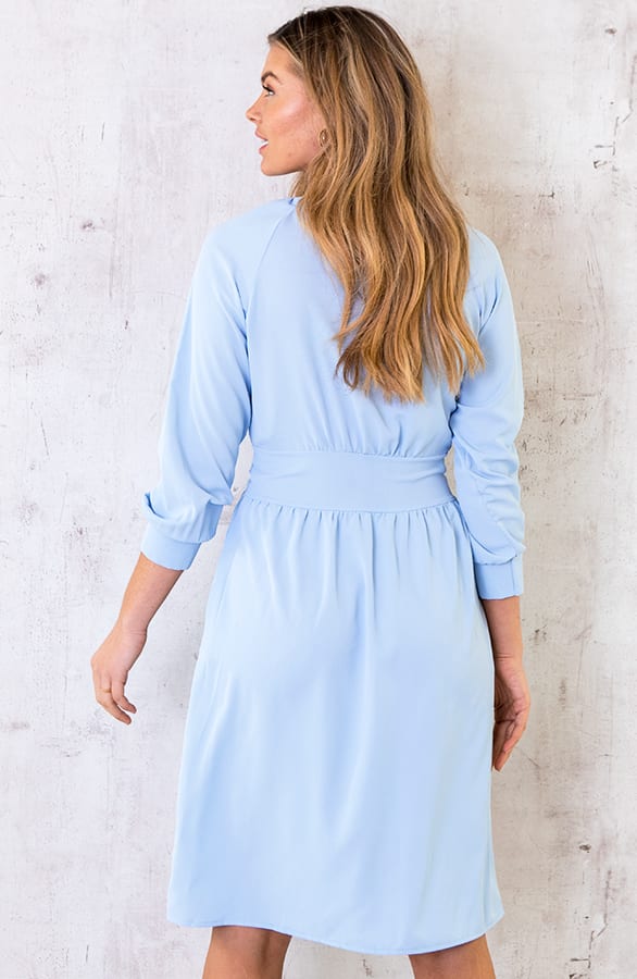 Knopen Jurk Met Ceintuur Blauw – shoparchief, foto 5