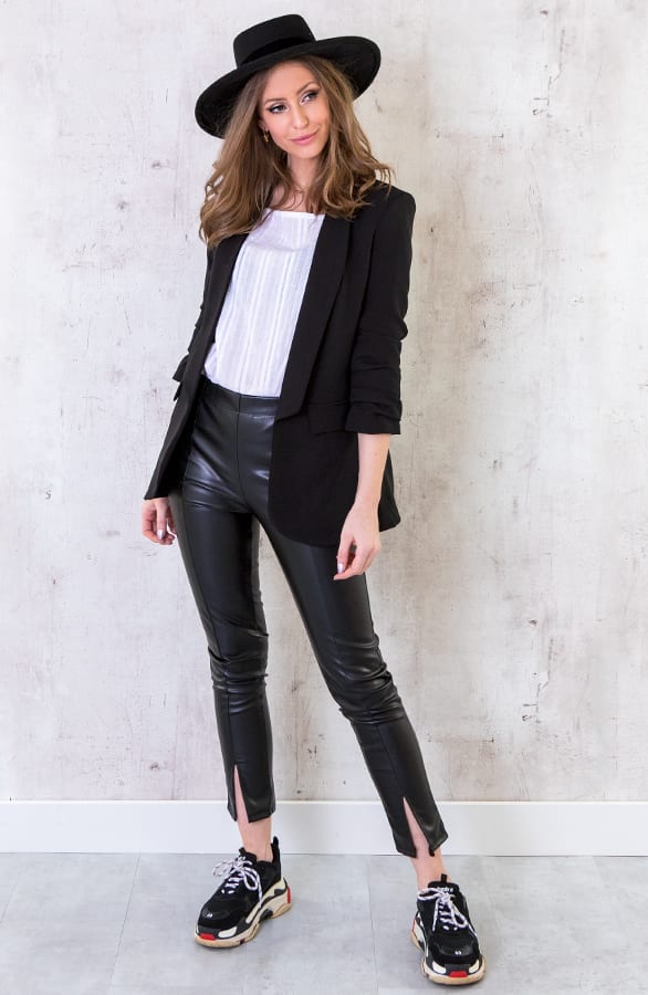 Leather Pants Split Black – shoparchief, foto 4