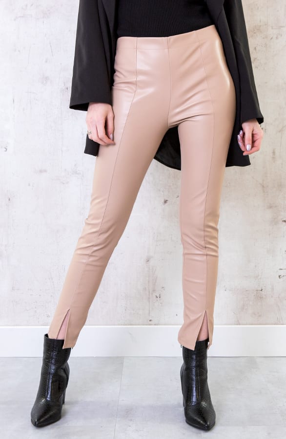 Leather Pants Split Camel – shoparchief, foto 3