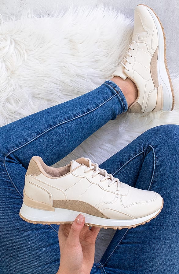 Leren Sneakers Beige – shoparchief, foto 1