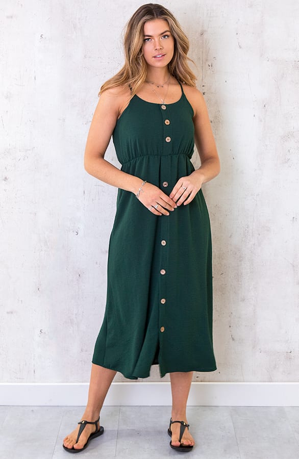 Midi Jurk Knopen Santorini Smaragd – shoparchief, foto 2