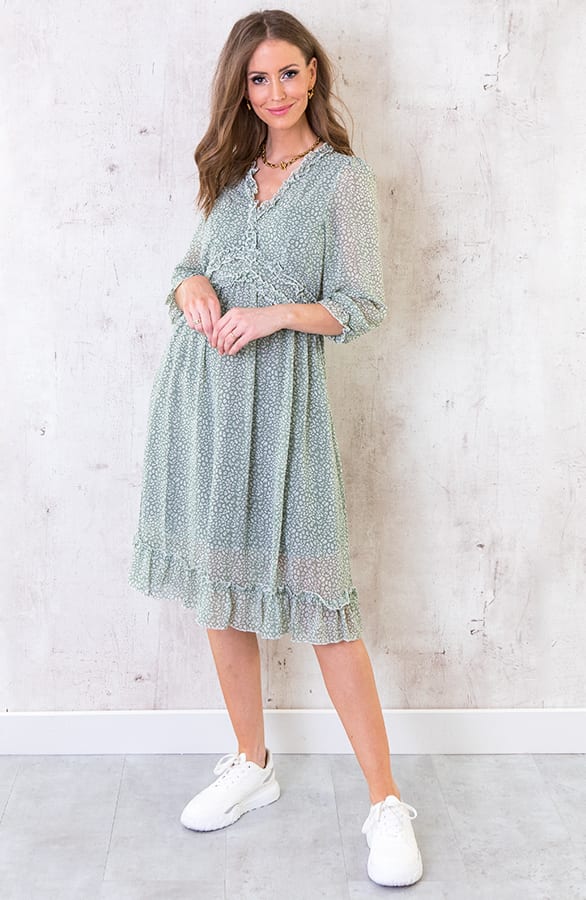 Midi Jurk Met Panterprint Mint – shoparchief, foto 1