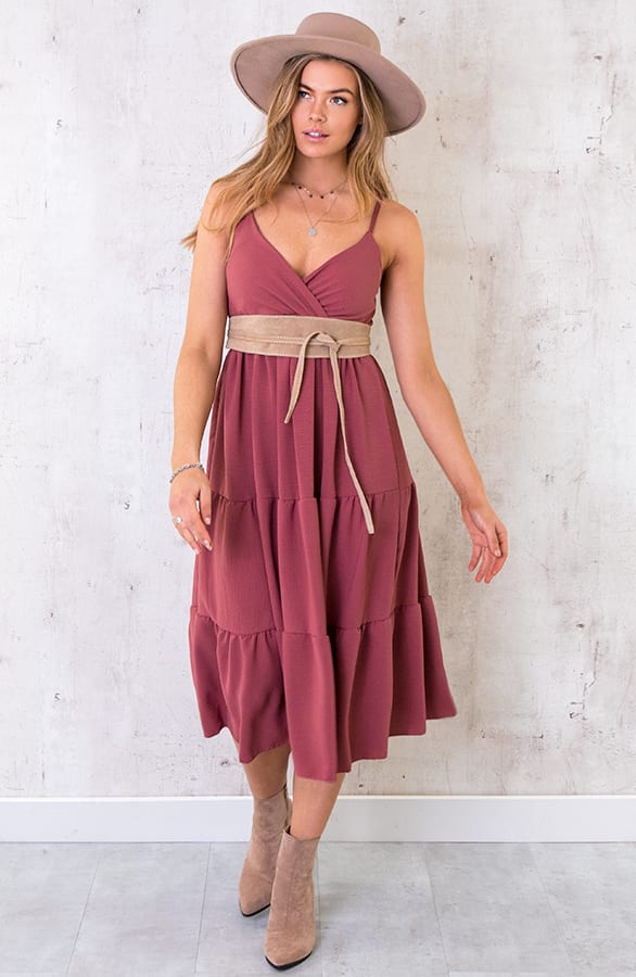 Midi Jurk Monaco Dust Roze – shoparchief, foto 3
