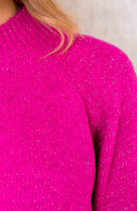 Pofmouwen Trui Shine Fuchsia – shoparchief, foto 4