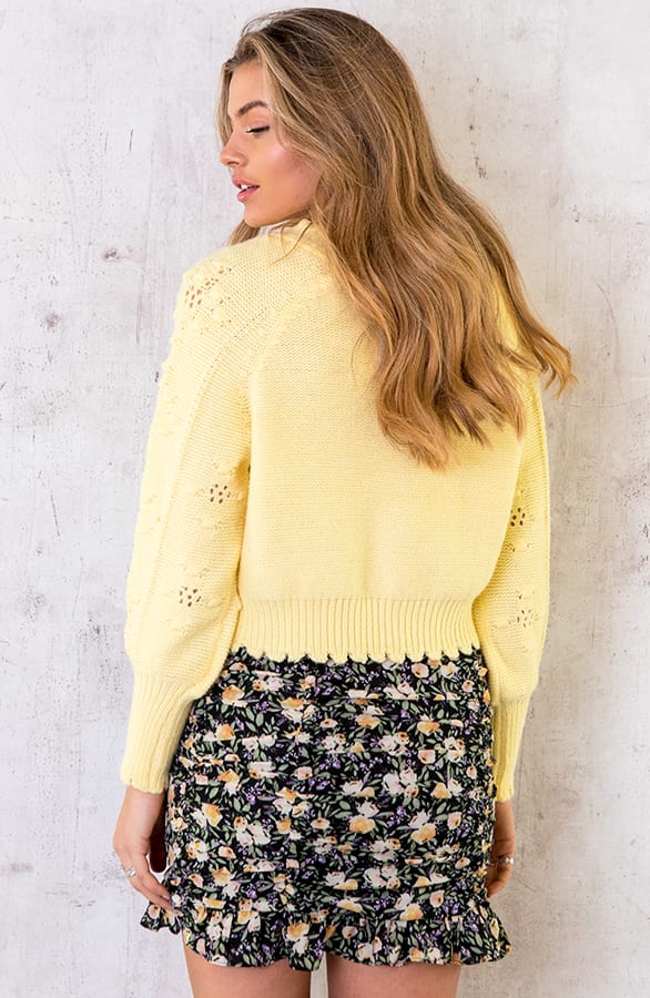 Pompon Knopen Vest Geel – shoparchief, foto 4