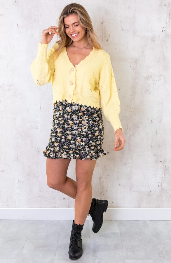 Pompon Knopen Vest Geel – shoparchief, foto 5