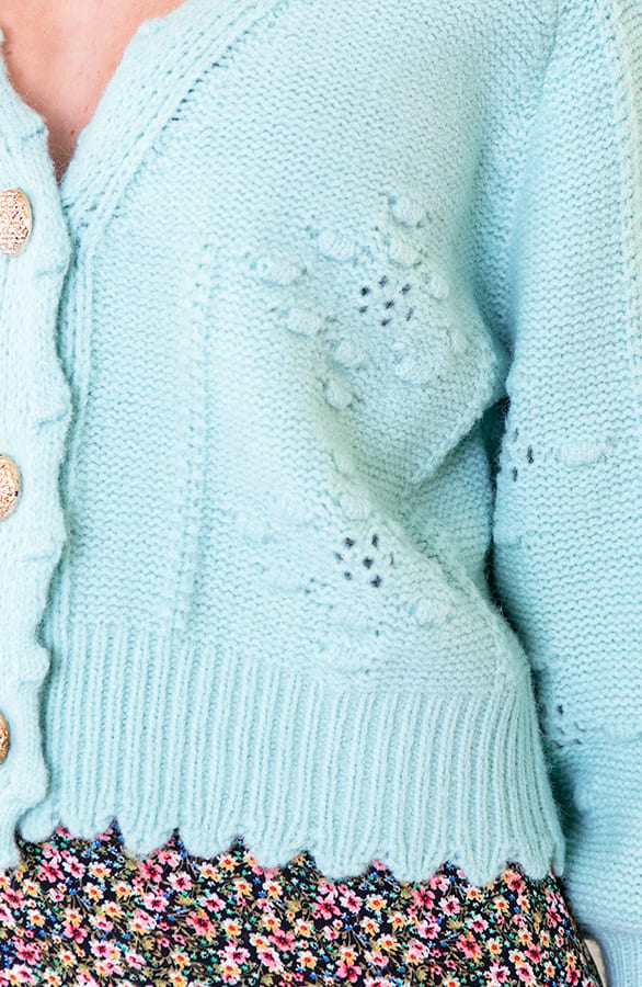 Pompon Knopen Vest Mint – shoparchief, foto 4