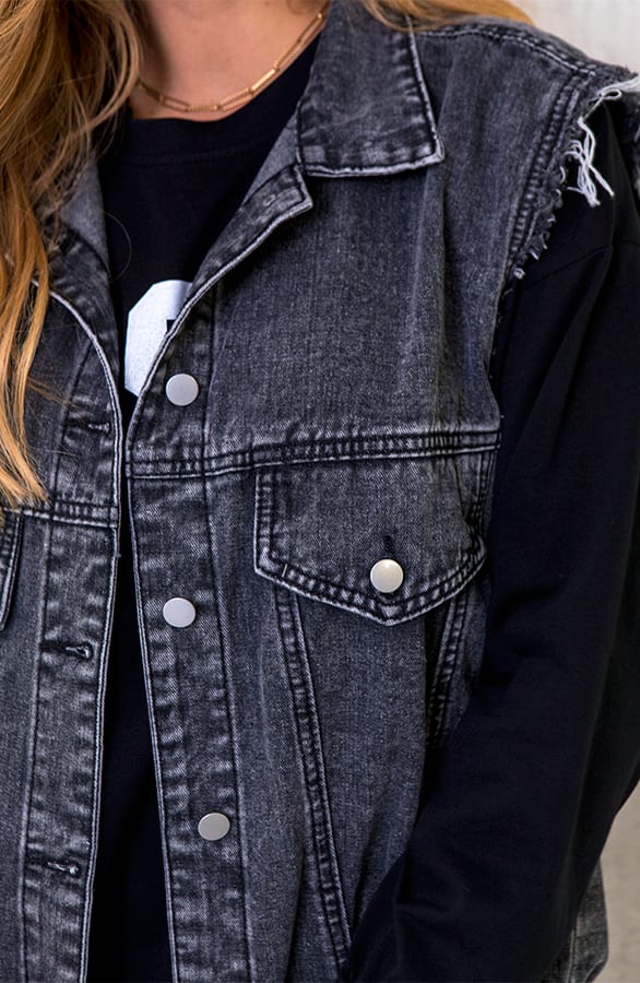 Raw Denim Gilet Grijs – shoparchief, foto 4
