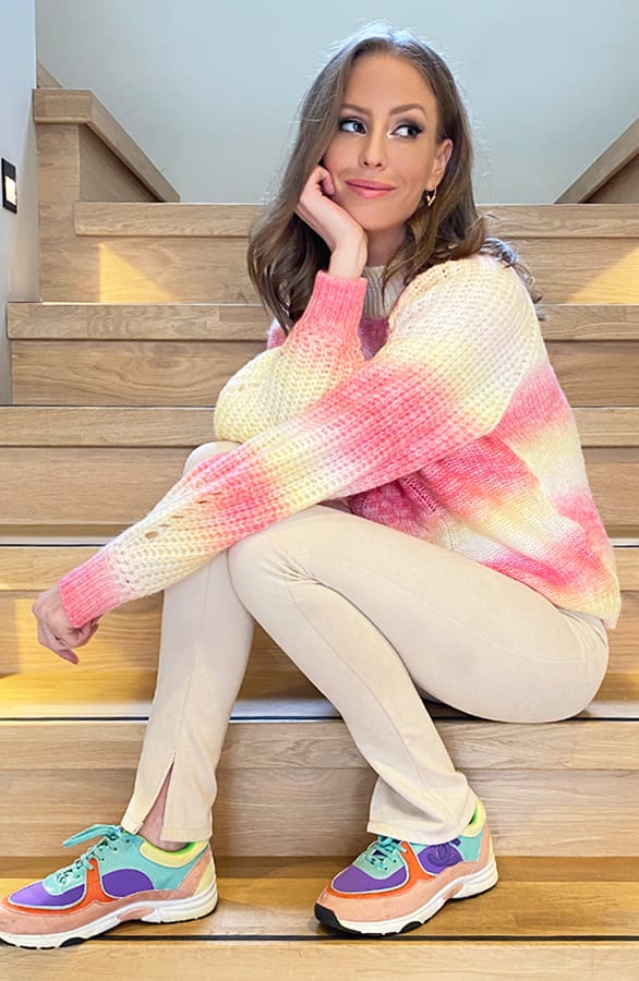 Tie Dye Kabel Trui Dames Roze – shoparchief, foto 7