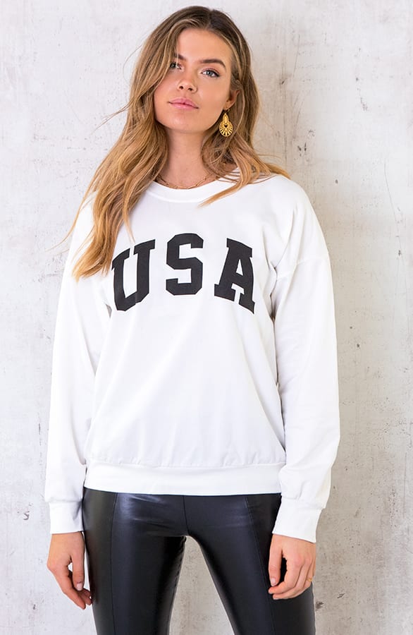 USA Sweater Dames Offwhite – shoparchief, foto 1