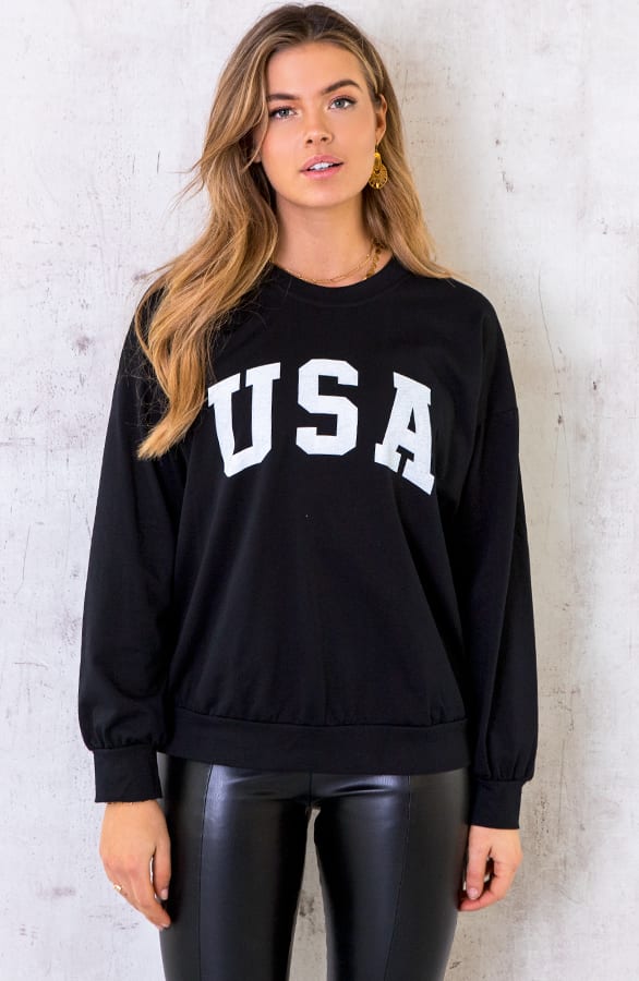 USA Sweater Dames Zwart – shoparchief, foto 1