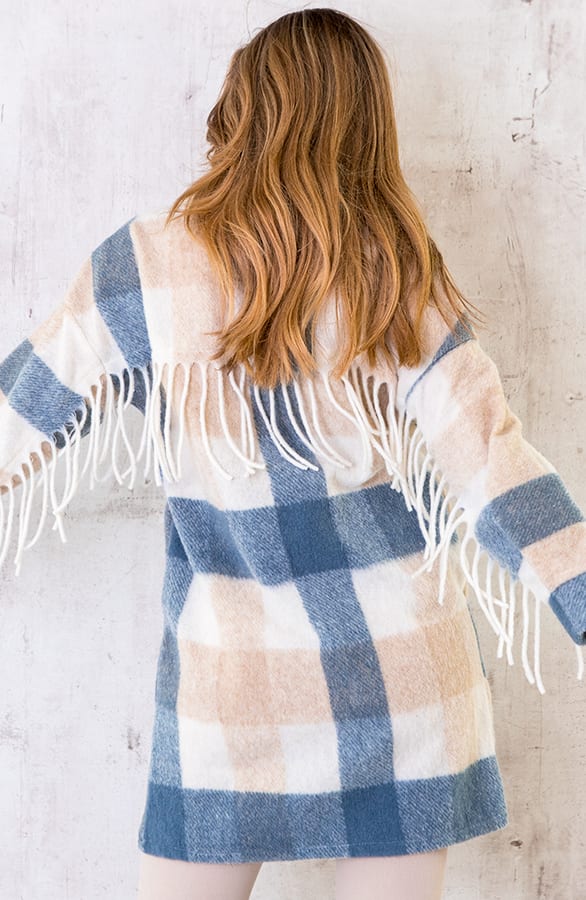 Woven Jacket Fringe Blauw – shoparchief, foto 4