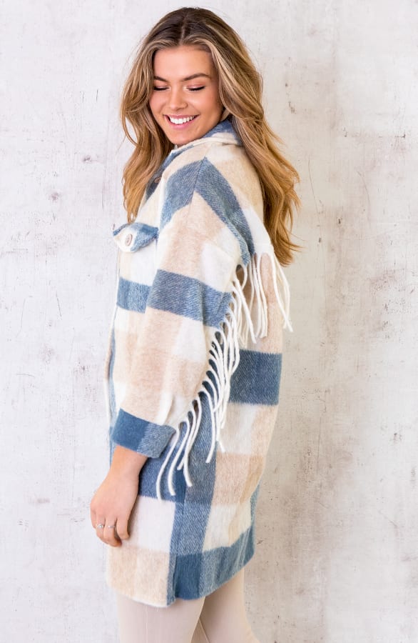 Woven Jacket Fringe Blauw – shoparchief, foto 3